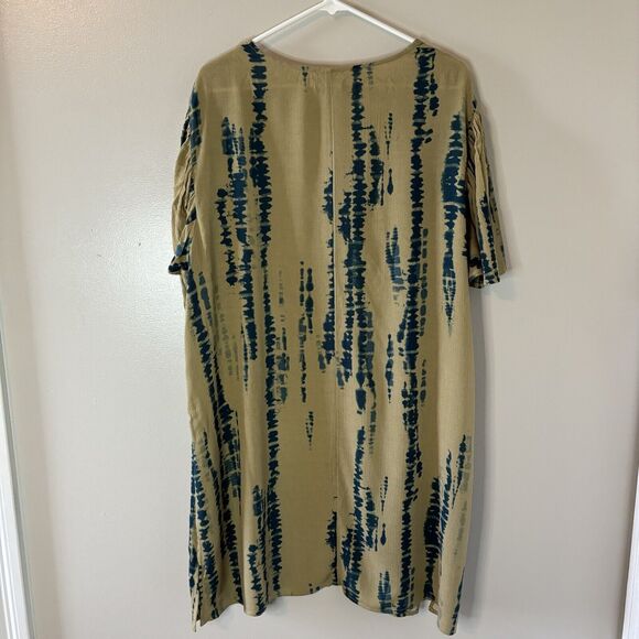 Maurices NEW Long Kimono Tan Blue Flutter Sleeves Boho Womens Sz Large - Picture 6 of 8